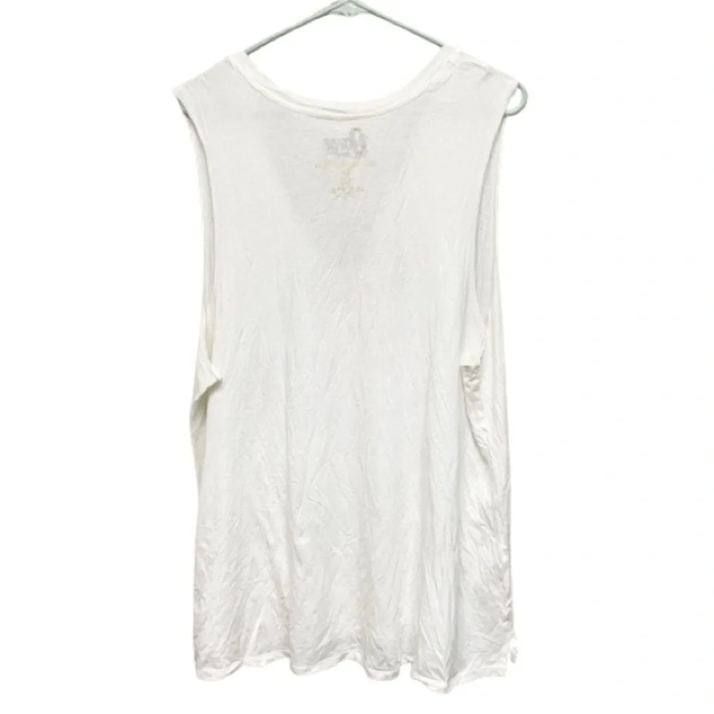 David Bowie Festival White Cotton Blend Sleeveless Tank Top T-Shirt Size 2X‎